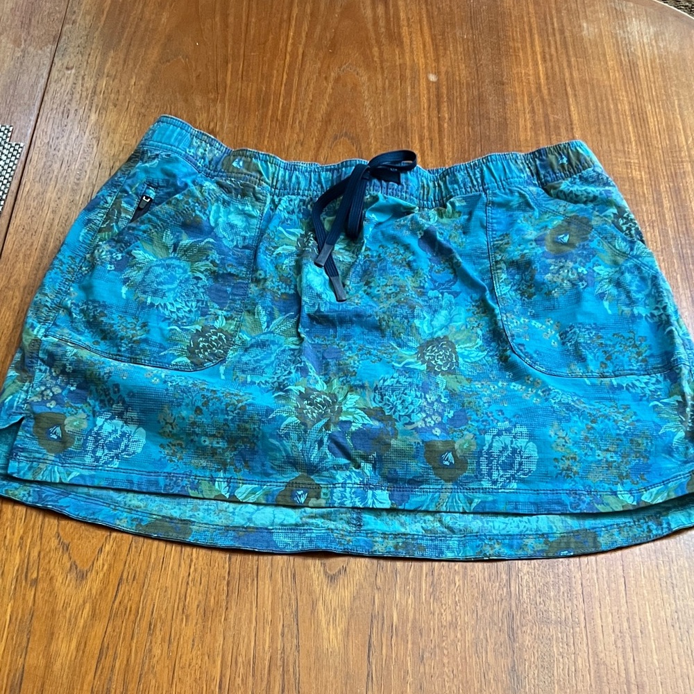 Title Nine Teal Floral Mini Skirt